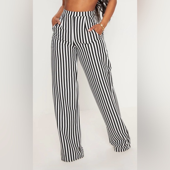 Black and White Striped Women's Pants by Pretty Little Things - Picture 1 of 4